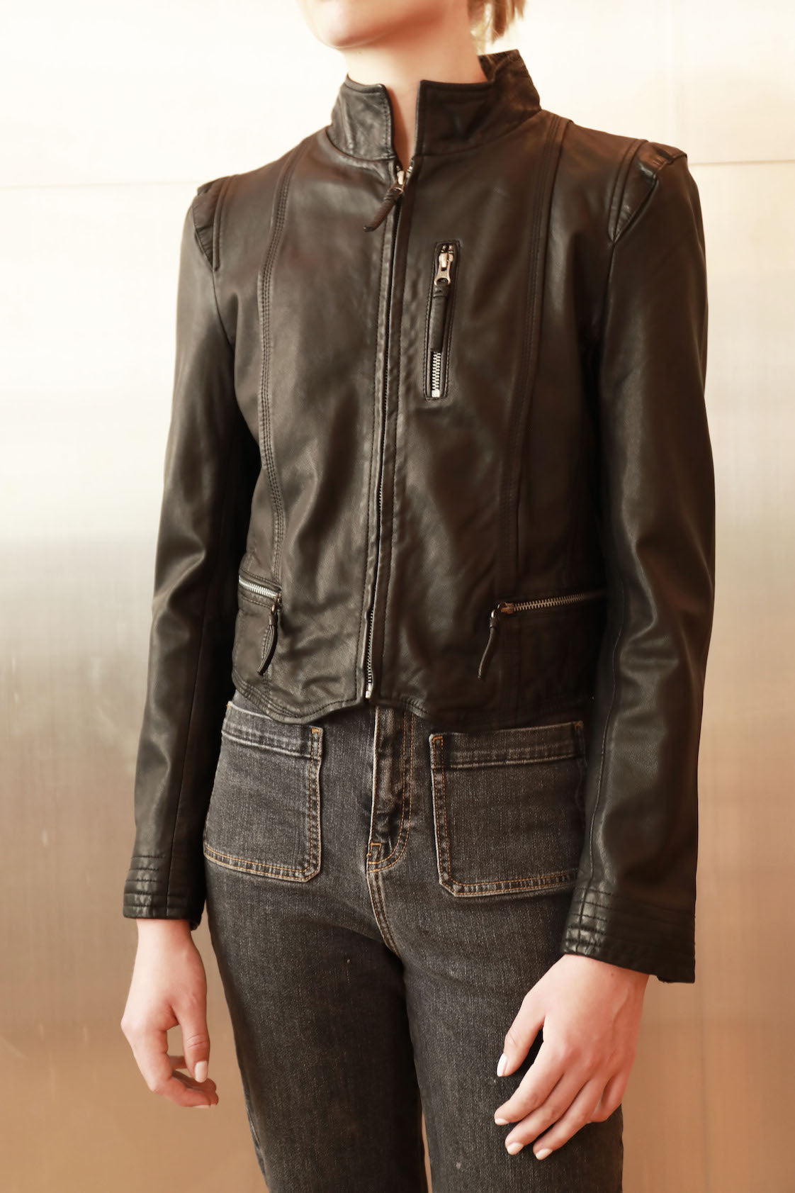 Helena Cropped Leather Jacket