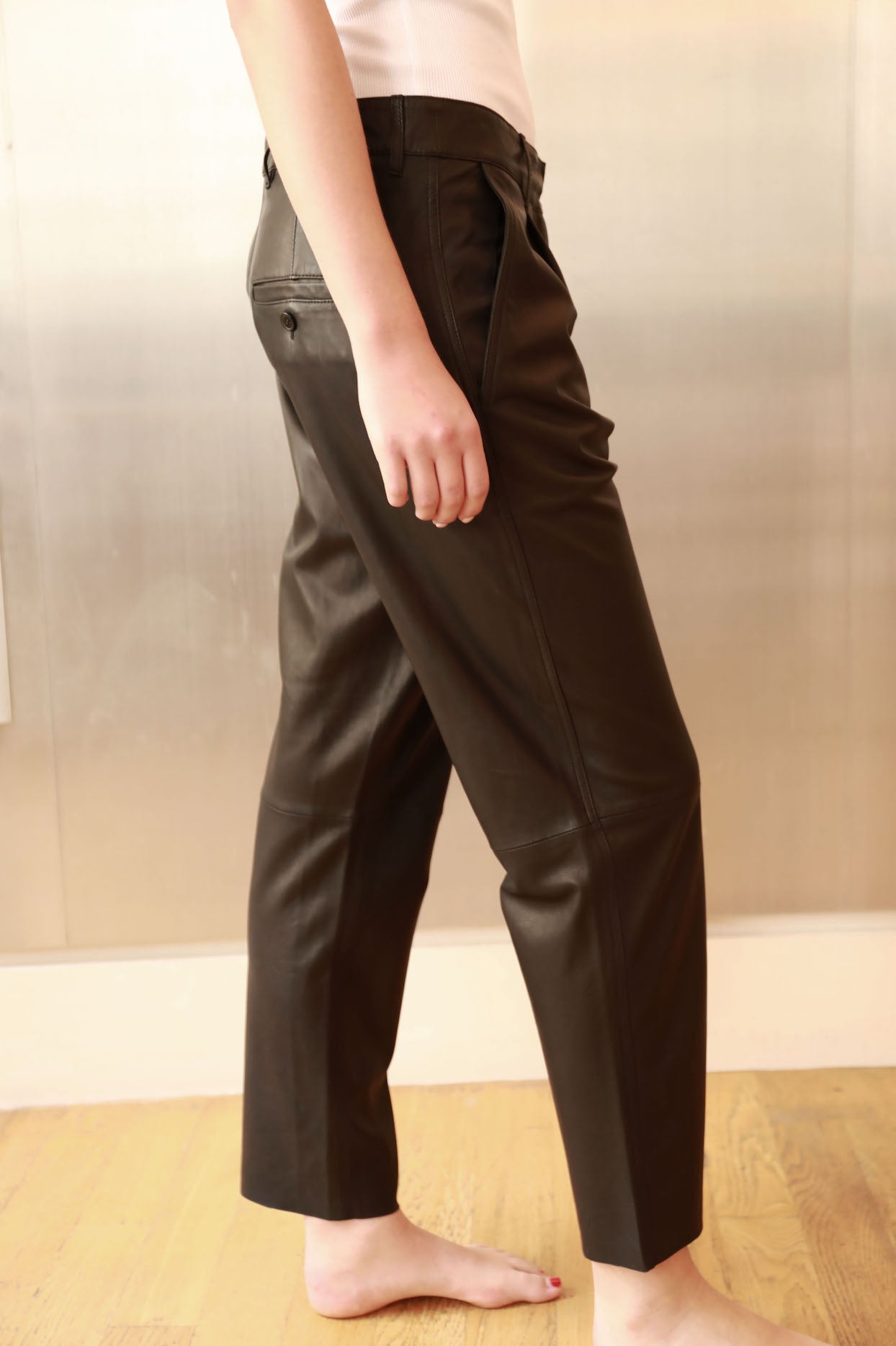 Georgia Pleated Leather Trousers