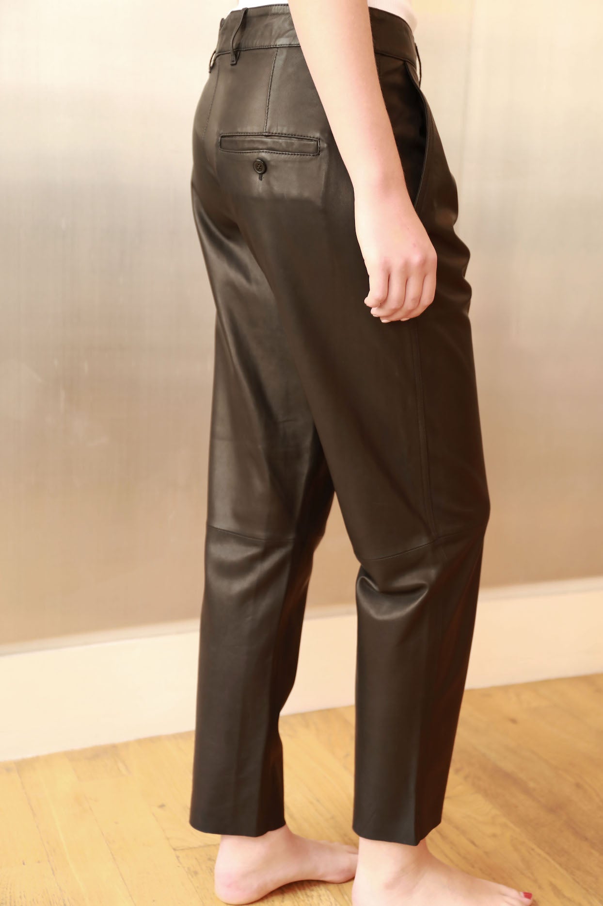 Georgia Pleated Leather Trousers
