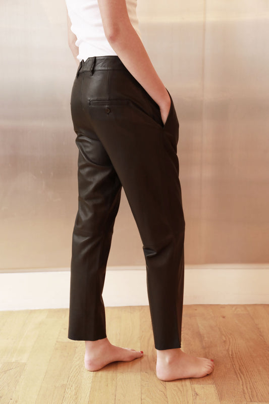 Georgia Pleated Leather Trousers