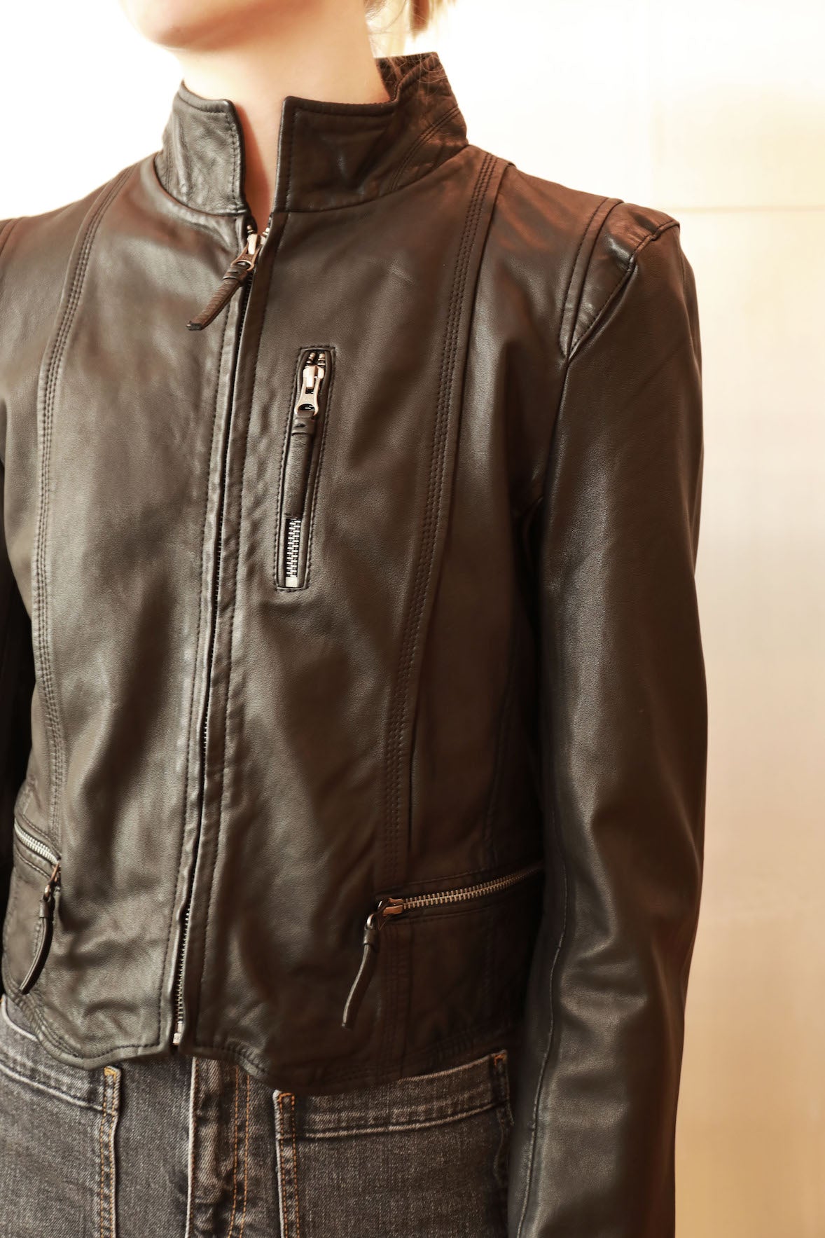 Helena Cropped Leather Jacket